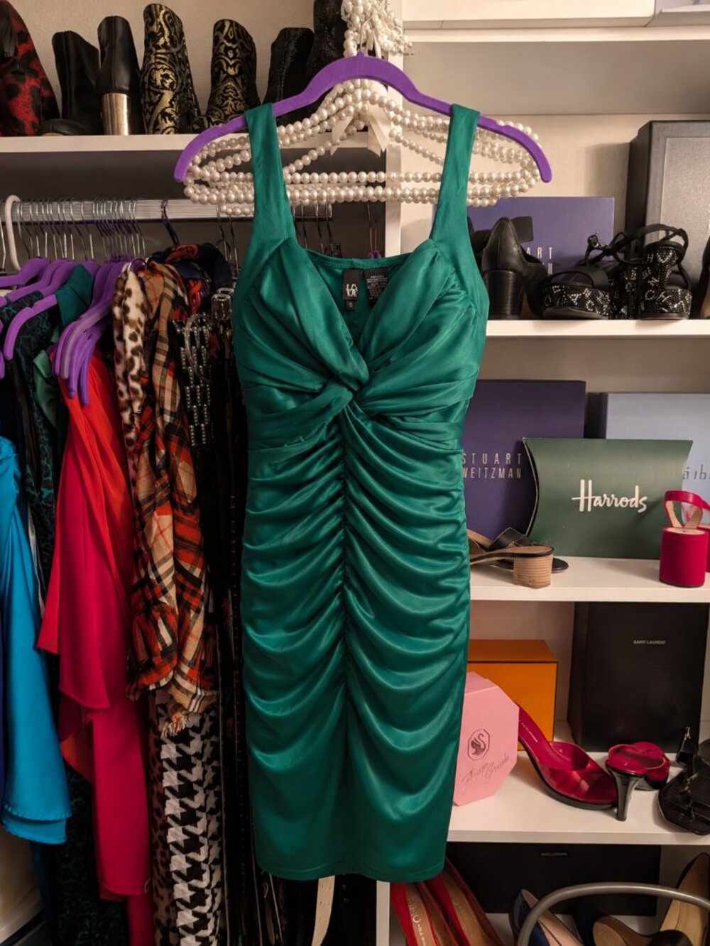 LoveTease Ruched Emerald Green Dress Size Small